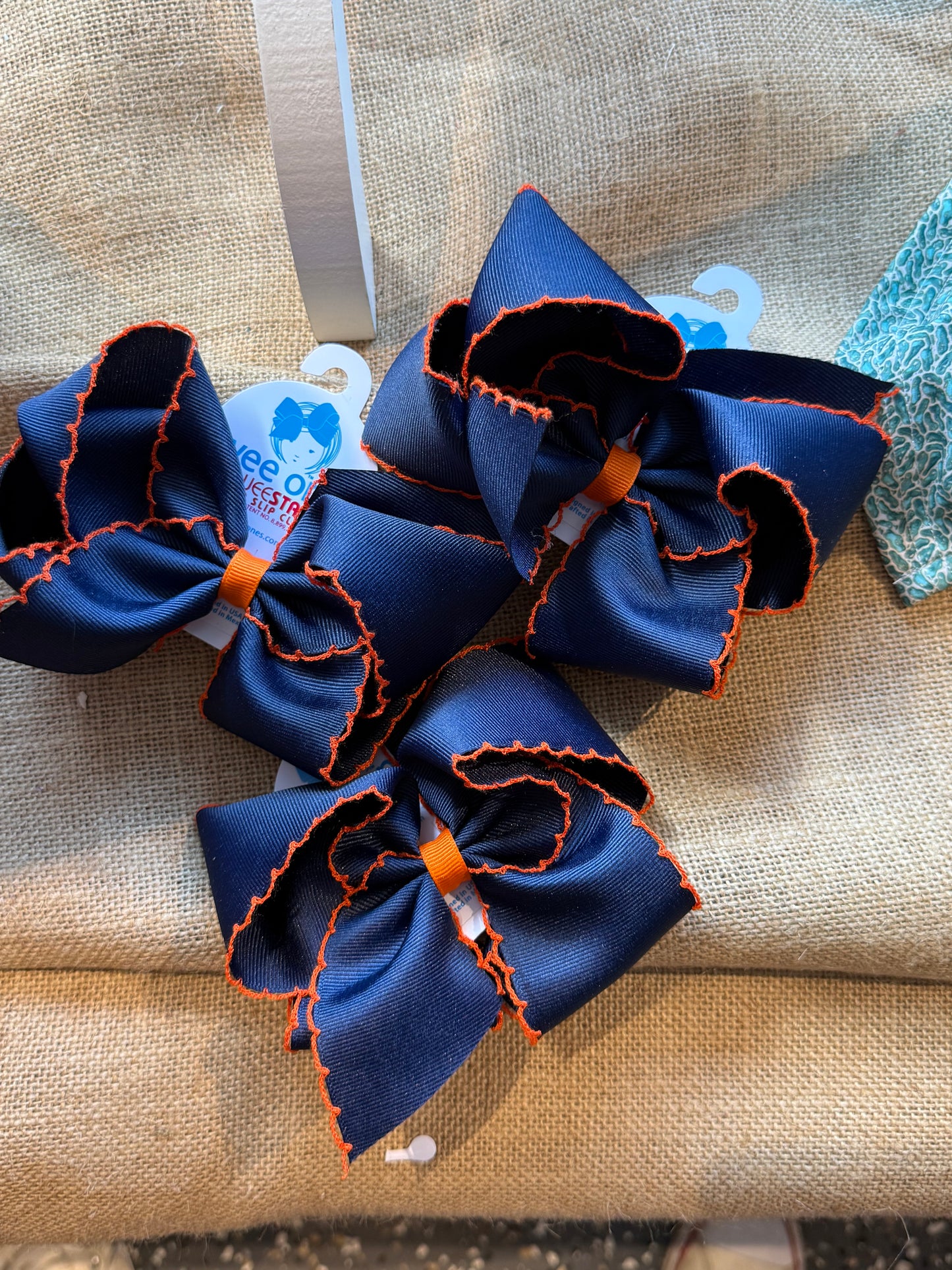 31126 Blue/Orange Scalloped Bow