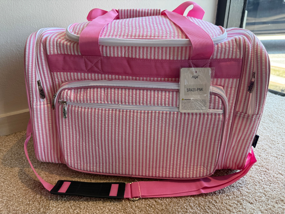 12326 Pink Seersucker Duffle