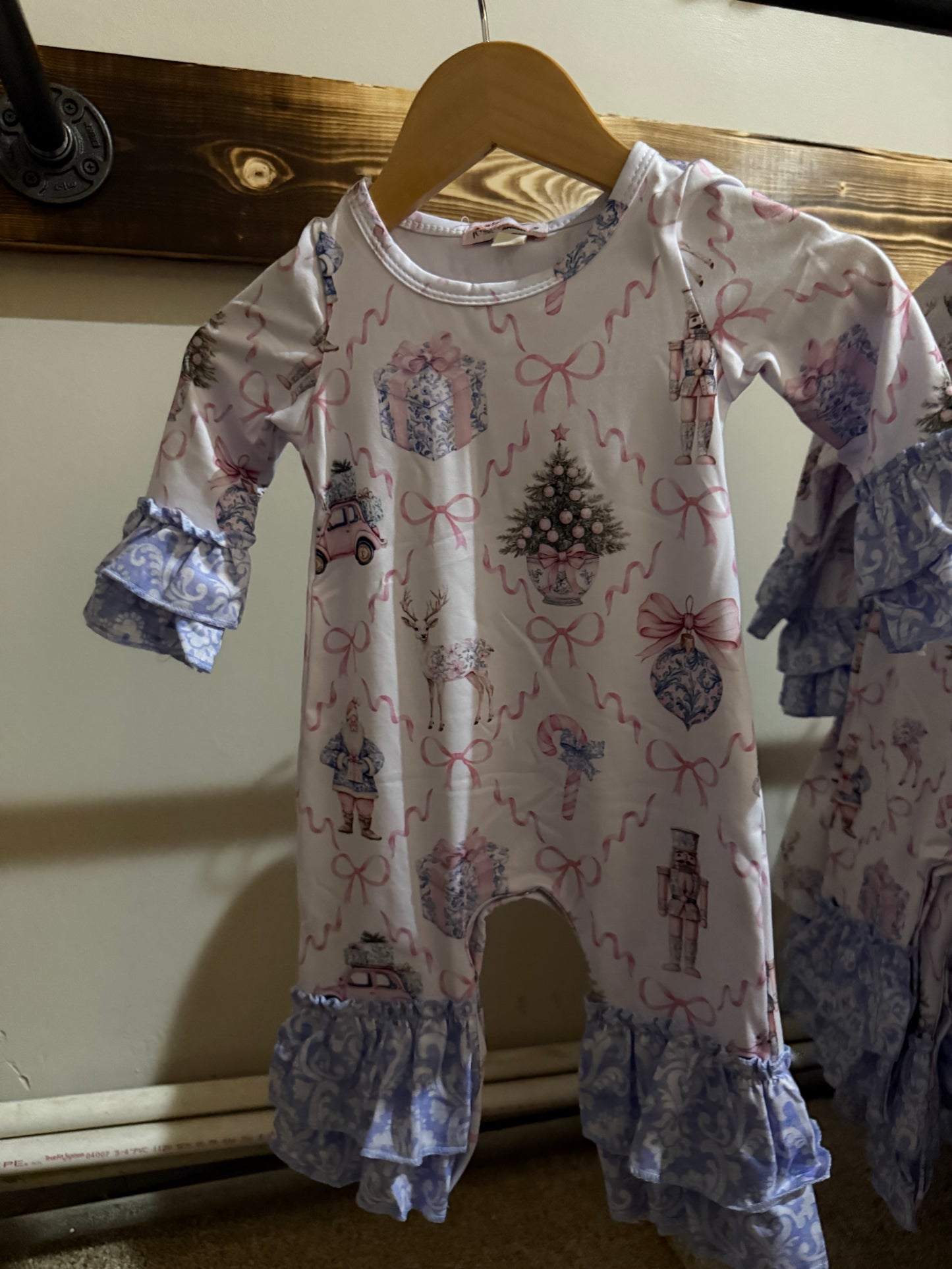 7626 Blue Christmas Danmask Romper