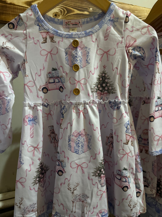 7726 Blue Christmas Danmask Dress