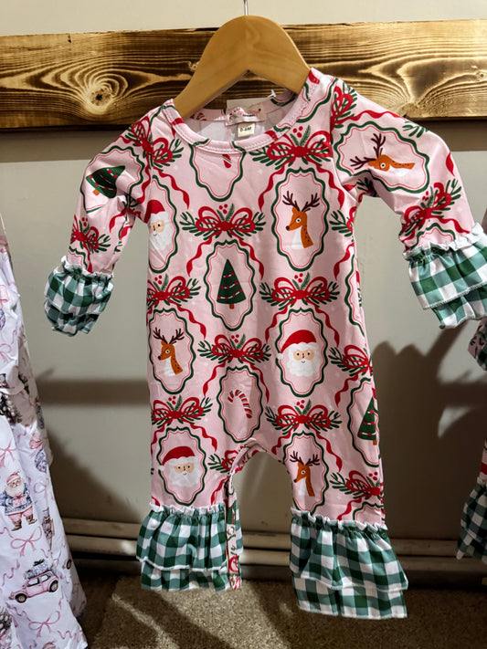 7826 Pink Santa Romper