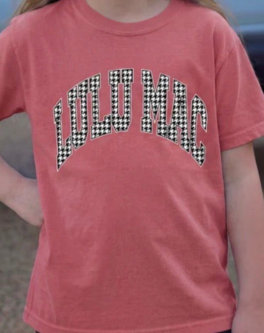 36126 Youth Crimson with Houndstooth Lulu Mac Shirt