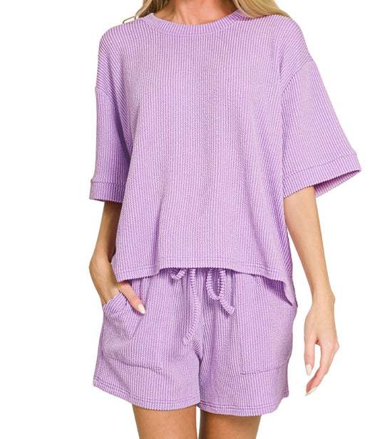 38426 Lavender Shorts Set