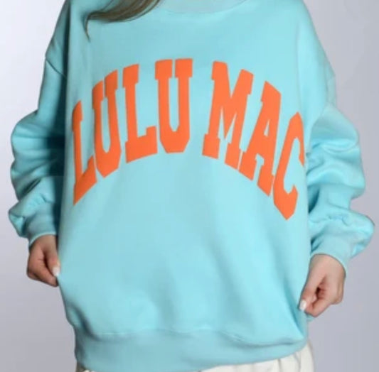 35826 Teal with Orange Writing Sweatshirt