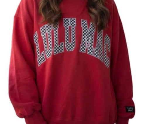 37326 Crimson/Houndstooth Lettering Sweatshirt